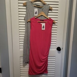 TWO BTFBM Dresses Medium Hot Pink & Heather Grey tank sleeveless Lot of …